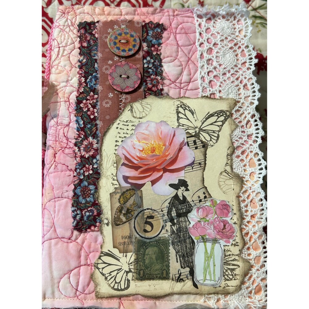 Pink Fabric Covered Vintage Ladies Junk Journal